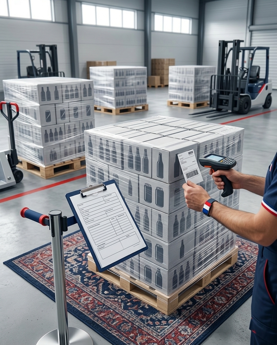 Beverage pallets being checked for distribution planning